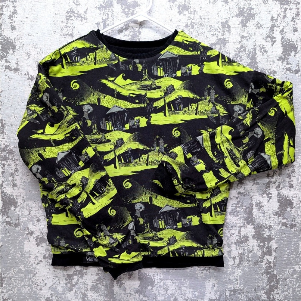Disney Nightmare Before‎ Christmas Jack Sally Reversible Sweatshirt Small EUC